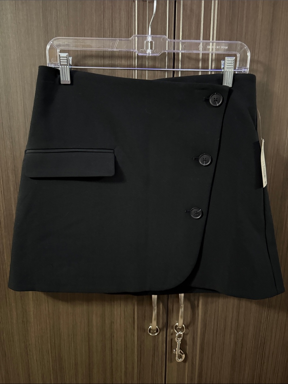 a new day Black Asymmetric Button Mini‎ Skirt